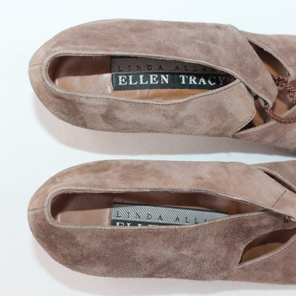Ellen Tracy Womens Sz 10 Linda Allard Brown Suede Block Heeled Pointed Toes #135 - Picture 8 of 11